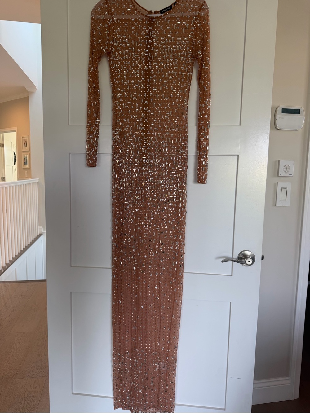 Retrofete Nude Crystal-Embellished Sheer Maxi Dress - Picture 7 of 8